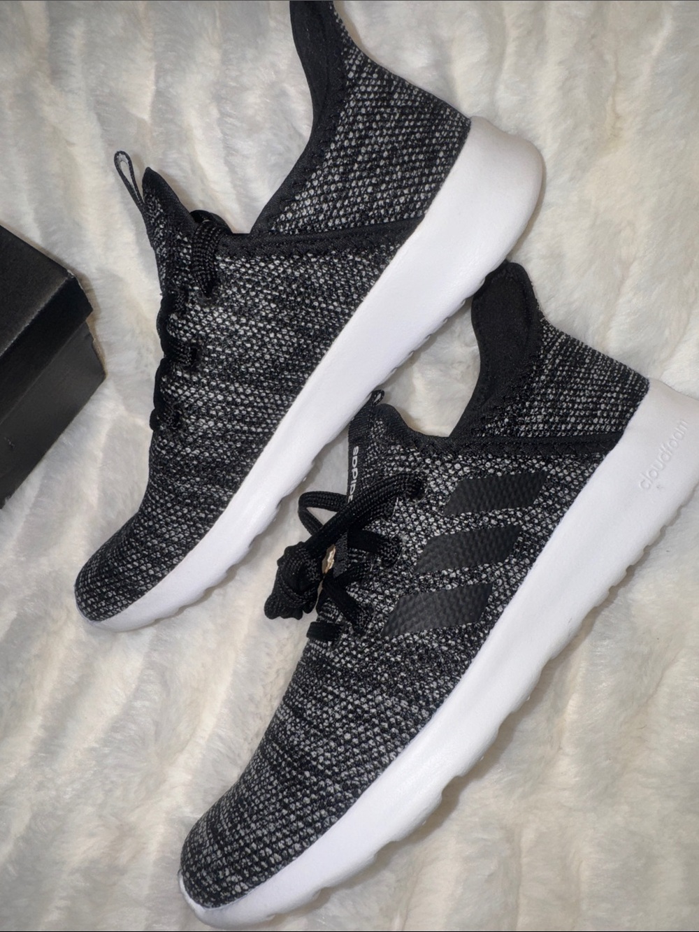 ADIDAS CLOUDFOAM PURE Black & White slip on sneaker - Picture 7 of 8